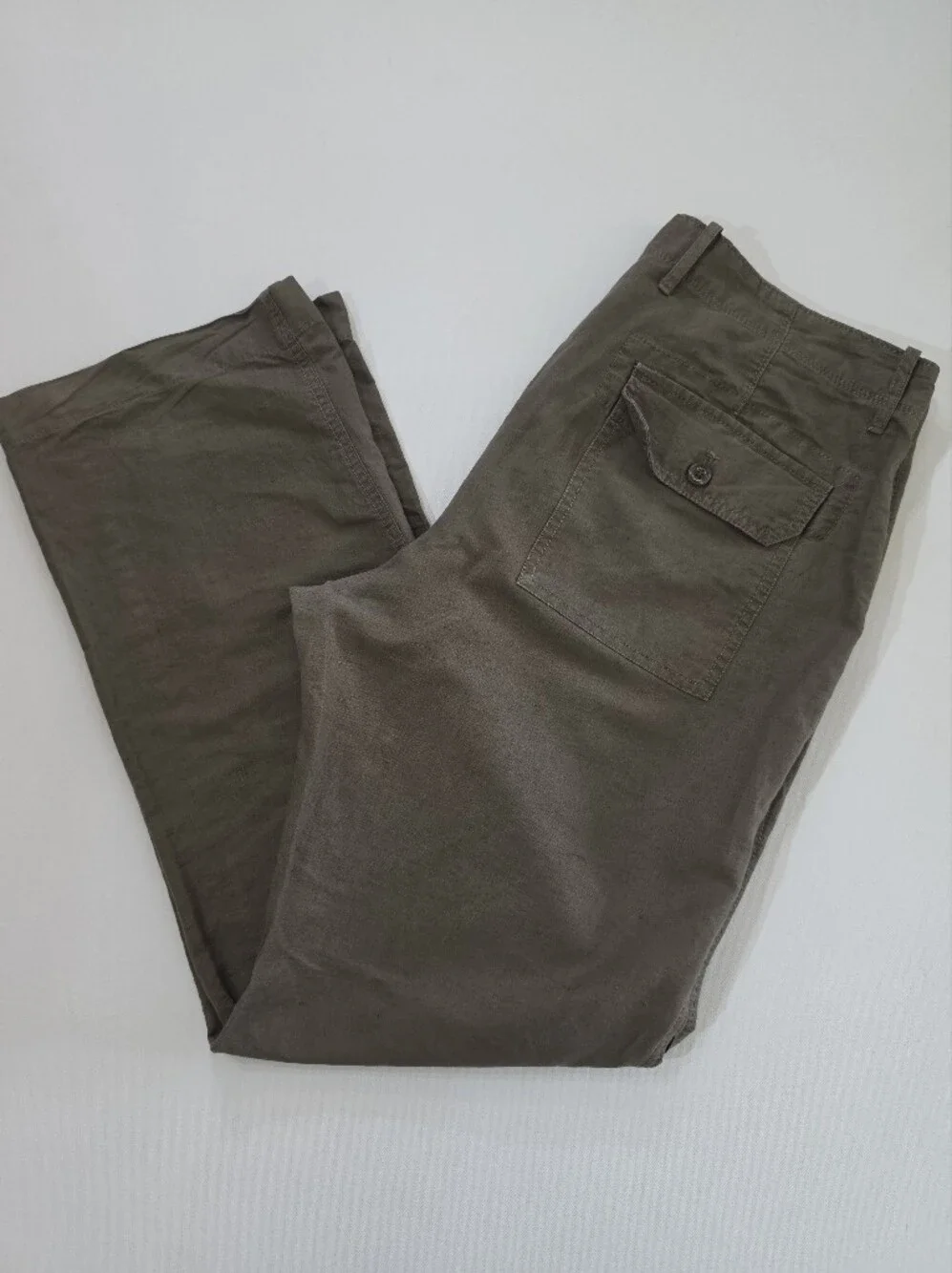 Banana Republic Linen Utility Pants Womens 34/32 Olive Green Bootcut High Rise